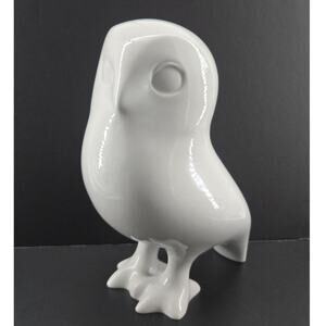 Mid Century MCM Royal Dux Porcelain Snow Owl Contemporary Minimalist Sculpture